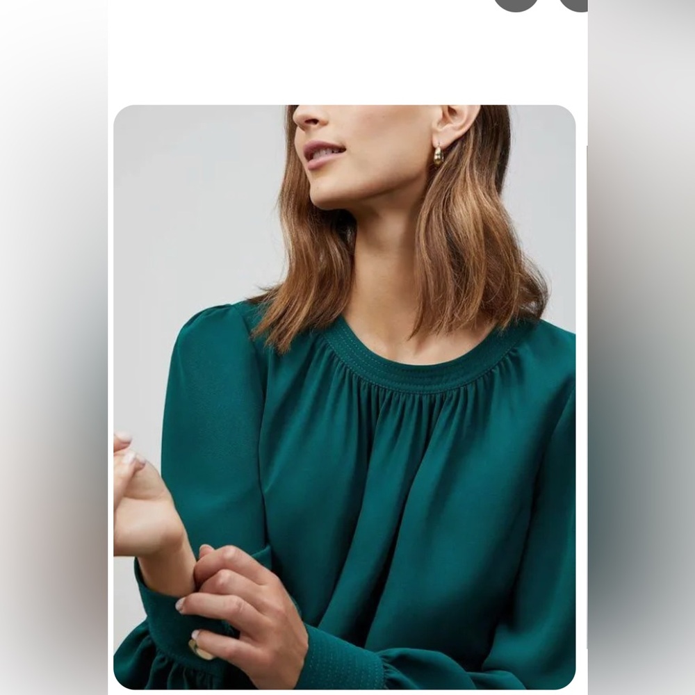 Lafayette 148 New York Teal Long Sleeve Dress - Picture 3 of 16